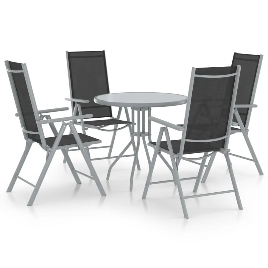 Ensemble à manger de jardin 5pcs aluminium et textilène argenté