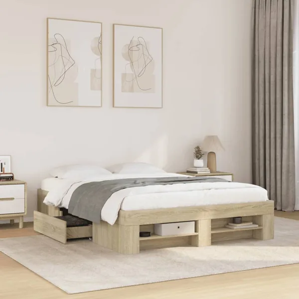 Cadre de lit sans matelas chêne sonoma 120x190 cm