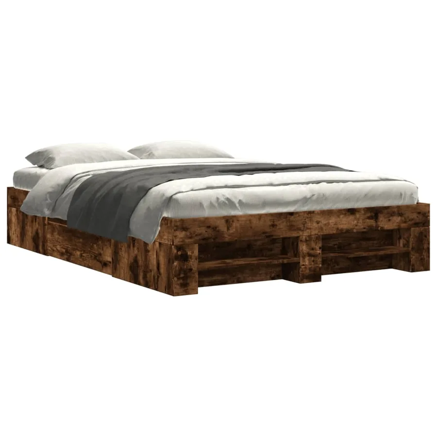 Cadre de lit sans matelas chêne fumé 120x190 cm bois ingénierie - 2