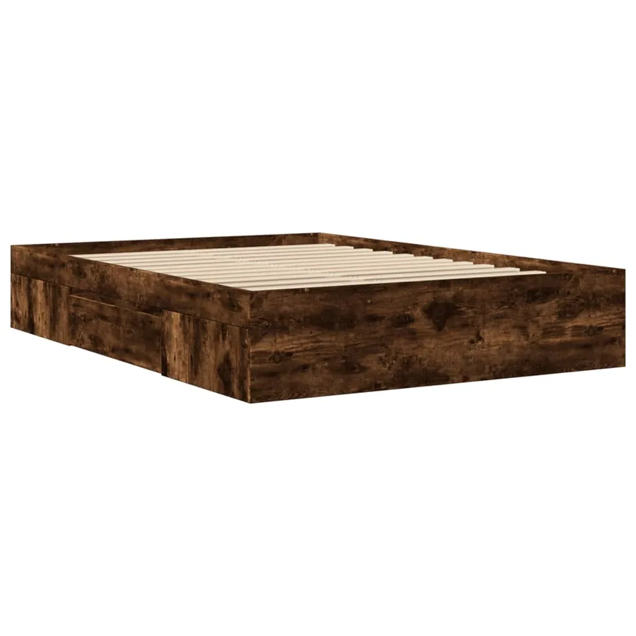 Cadre de lit sans matelas chêne fumé 120x190 cm bois ingénierie - 7