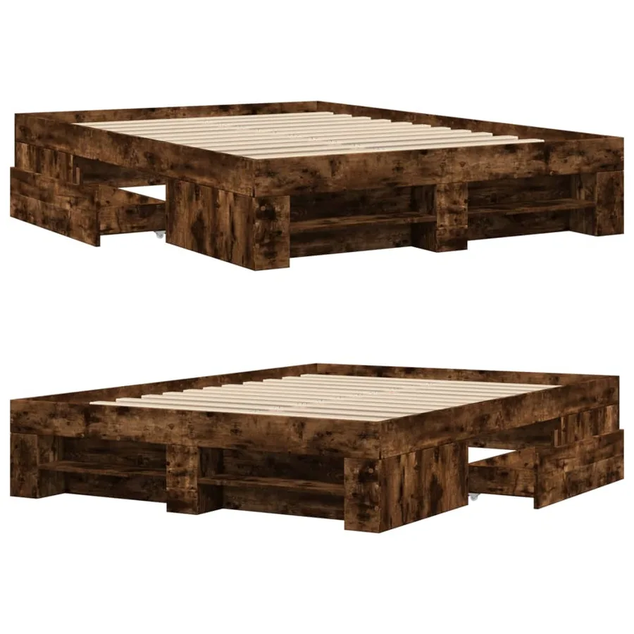 Cadre de lit sans matelas chêne fumé 120x190 cm bois ingénierie - 8
