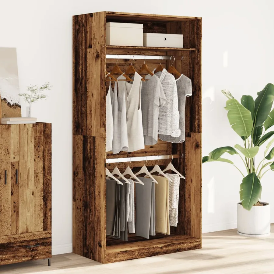 Garde-robe vieux bois 100x50x200 cm bois d'ingénierie - 3