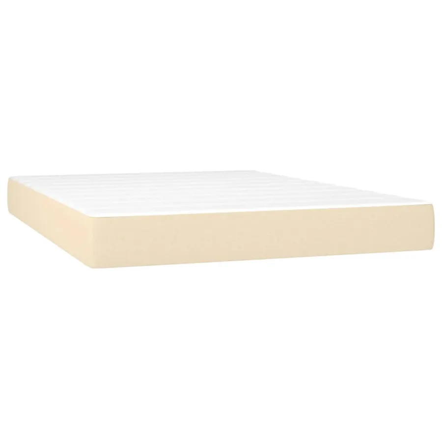Sommier à lattes de lit et matelas et LED Crème 140x200cm Tissu - 6