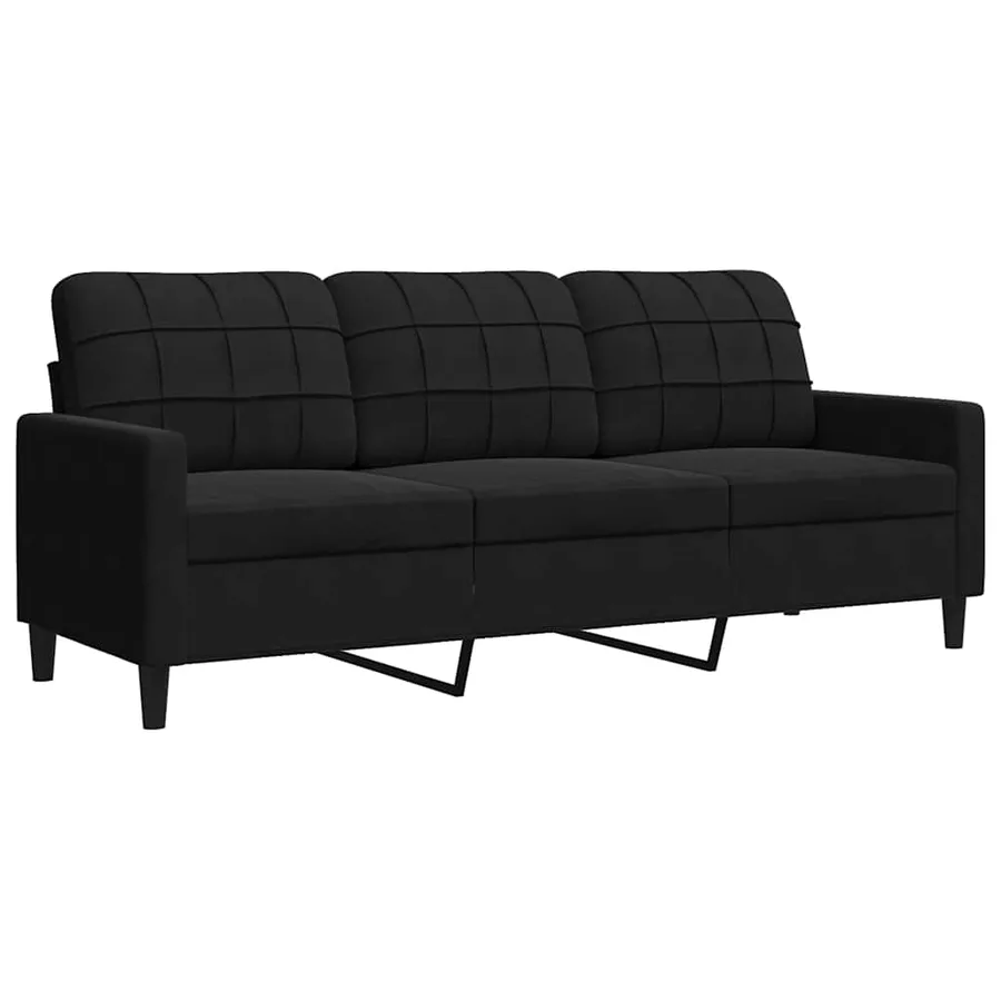 Ensemble de canapés 3 pcs avec coussins Noir Velours - 4