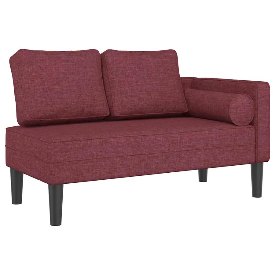 Chaise longue avec coussins rouge bordeaux tissu - 2