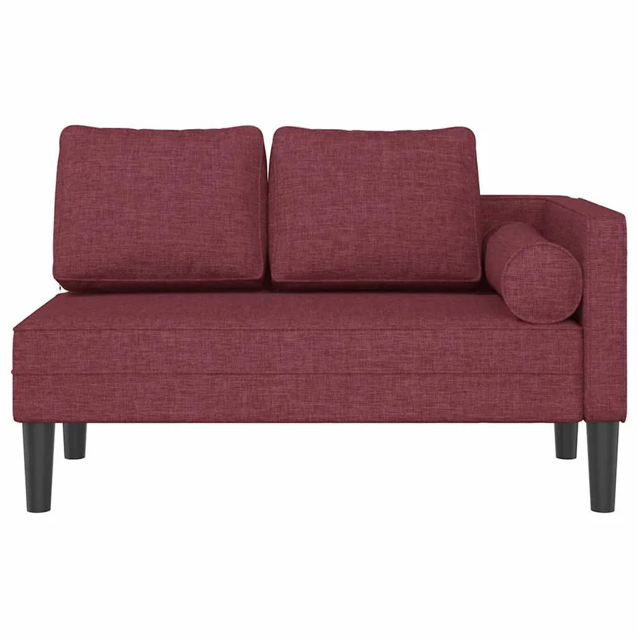 Chaise longue avec coussins rouge bordeaux tissu - 3