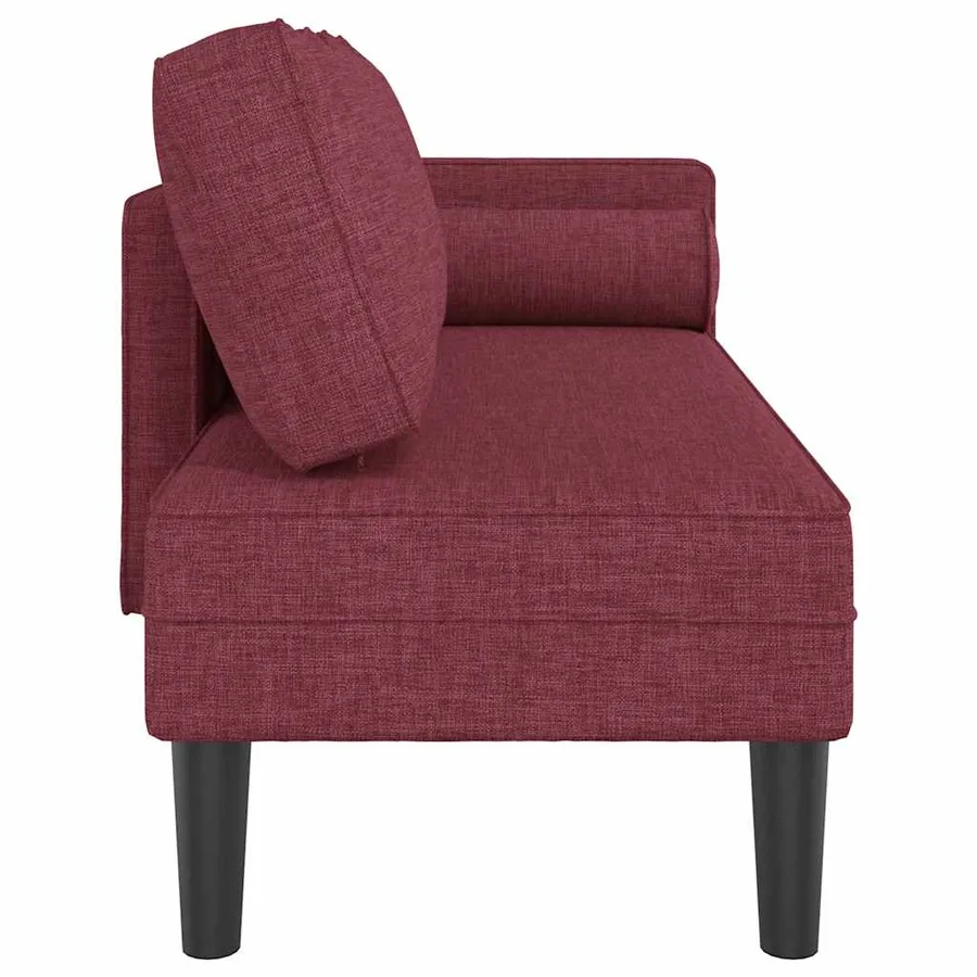 Chaise longue avec coussins rouge bordeaux tissu - 4