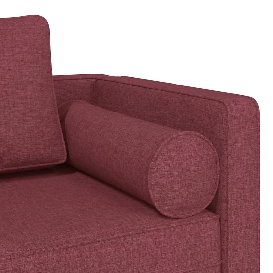 Chaise longue avec coussins rouge bordeaux tissu - 6
