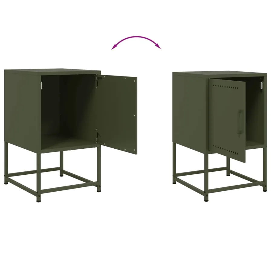 Tables de chevet 2 pcs vert olive 36x39x60,5 cm acier - 10