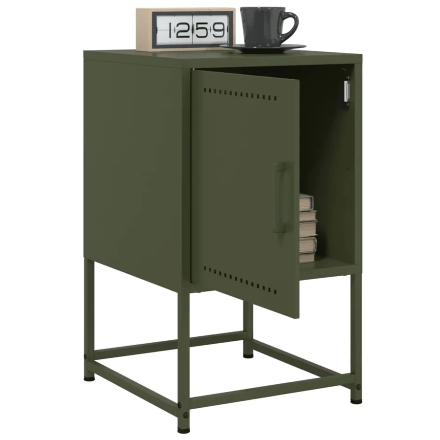 Tables de chevet 2 pcs vert olive 36x39x60,5 cm acier - 4