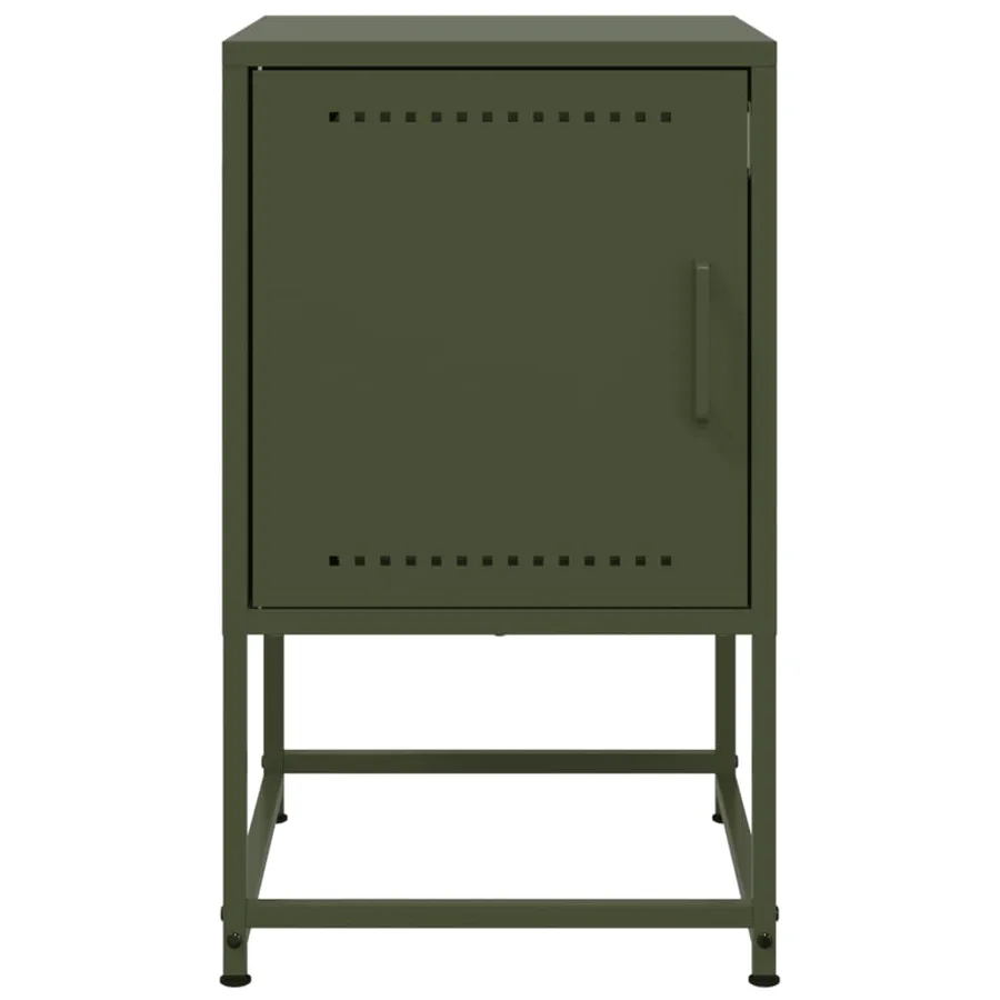 Tables de chevet 2 pcs vert olive 36x39x60,5 cm acier - 5