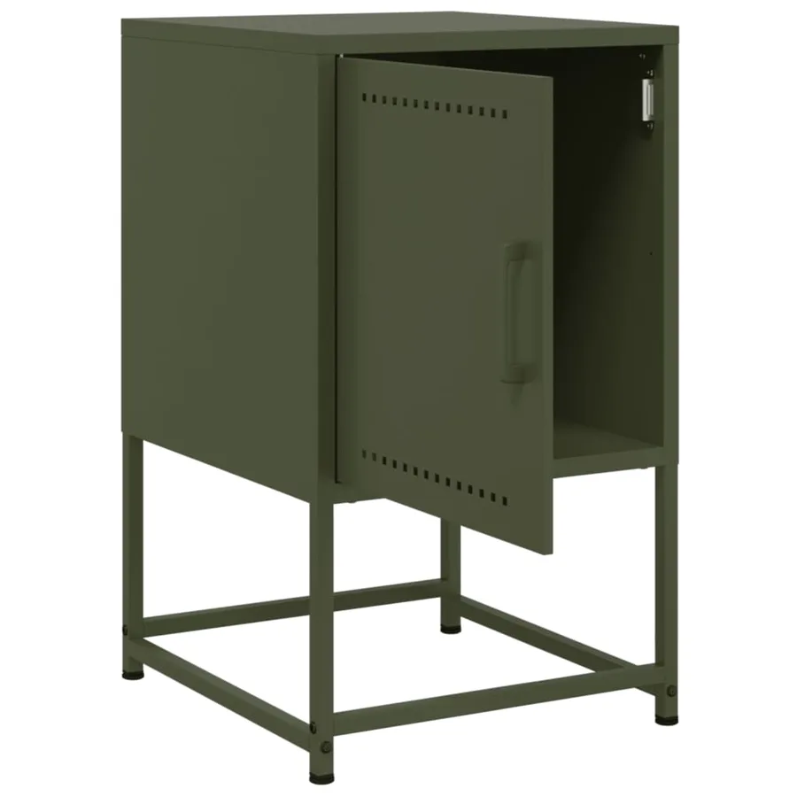 Tables de chevet 2 pcs vert olive 36x39x60,5 cm acier - 9