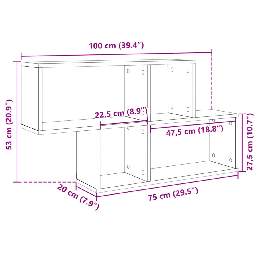 Étagère murale chêne sonoma 100x20x53 cm bois d'ingénierie - 9