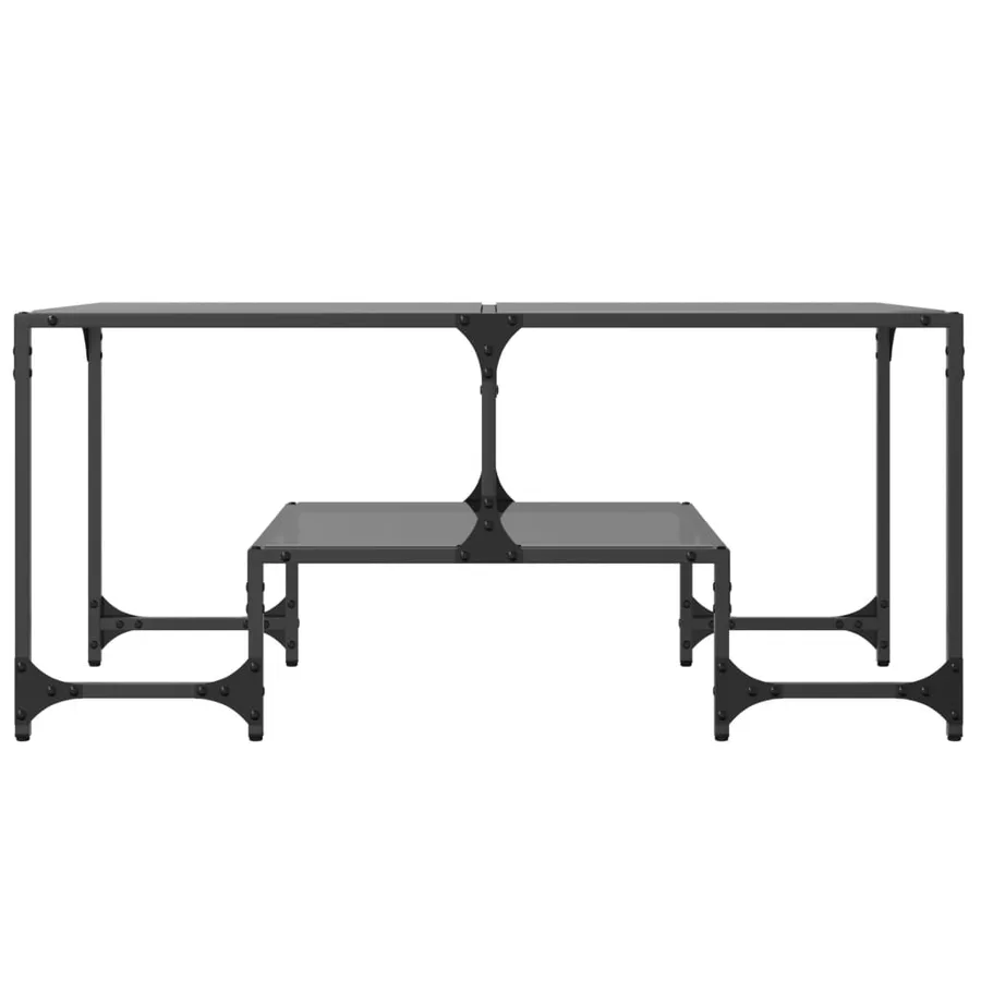 Table basse avec dessus en verre noir 98,5x50x45 cm acier - 4