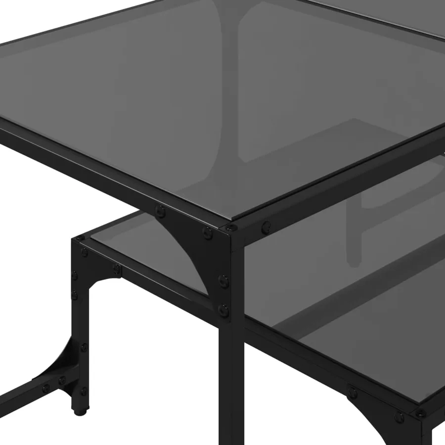 Table basse avec dessus en verre noir 98,5x50x45 cm acier - 8