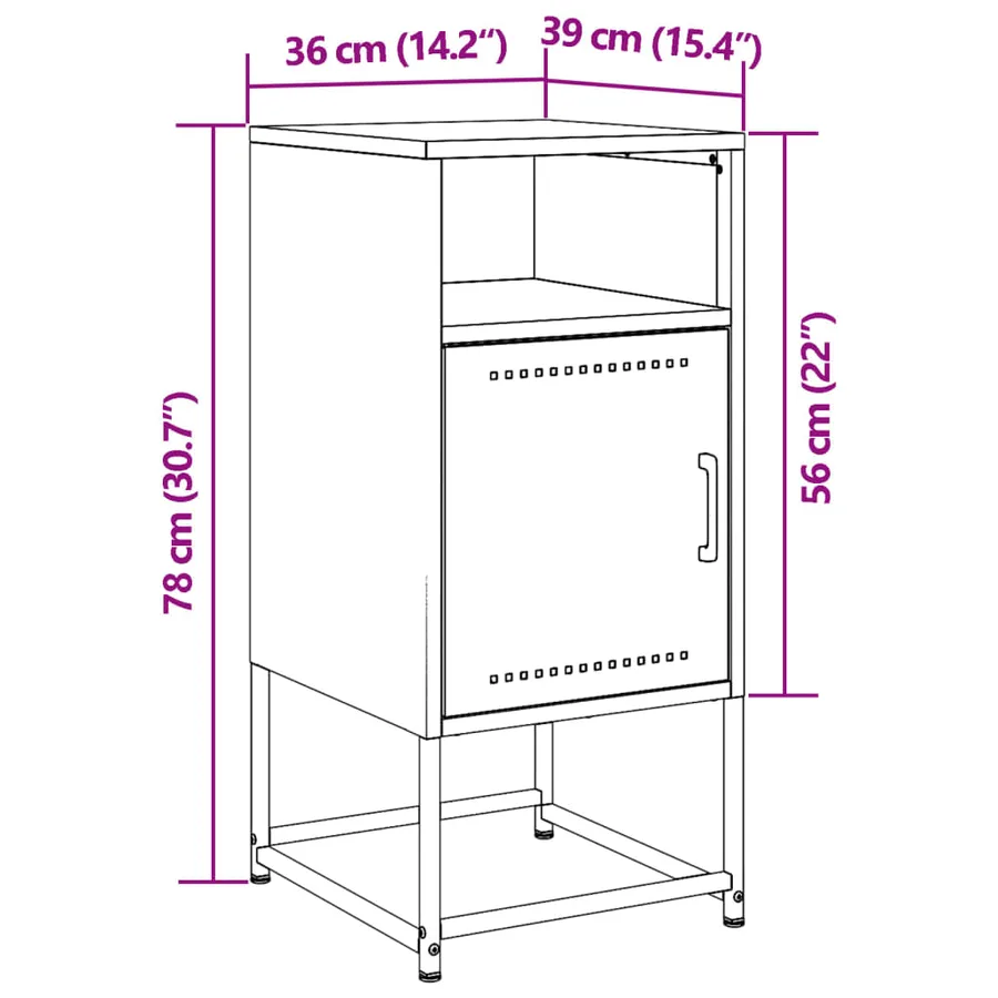 Tables de chevet 2 pcs noir 36x39x78 cm acier - 13