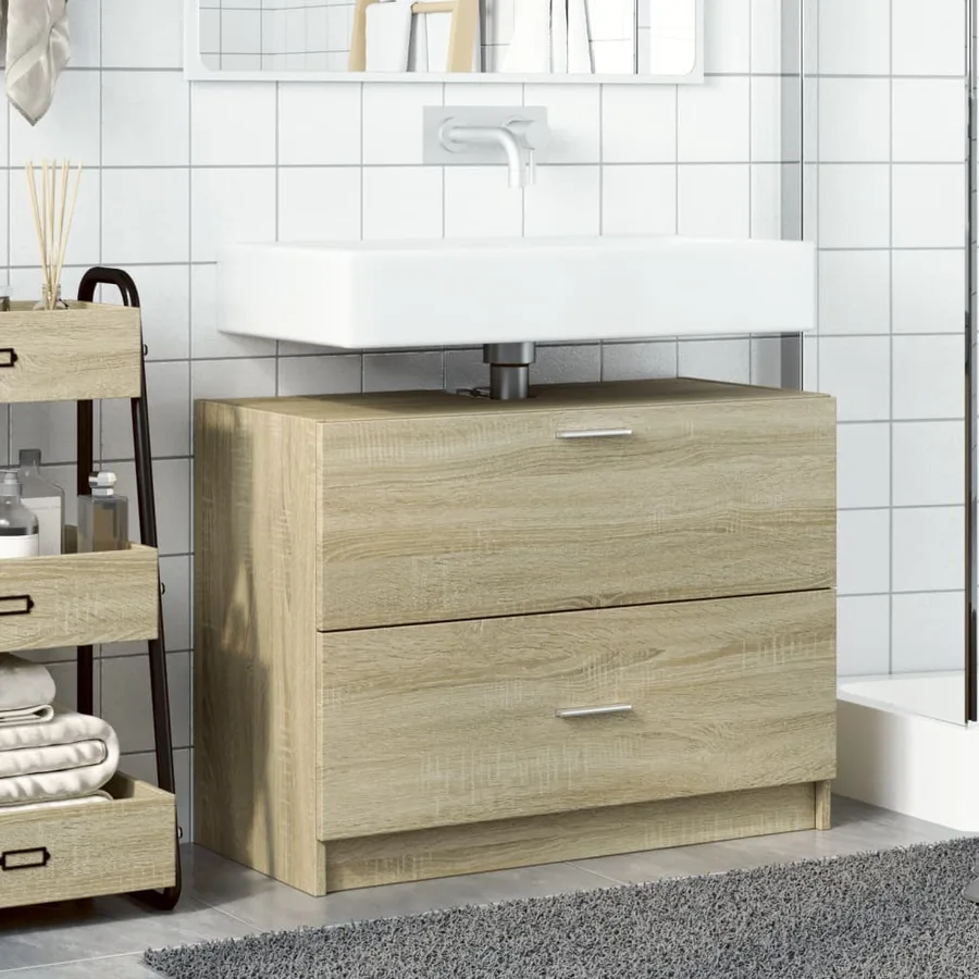 Armoire d'évier chêne sonoma 78x37x59 cm bois d'ingénierie - 3