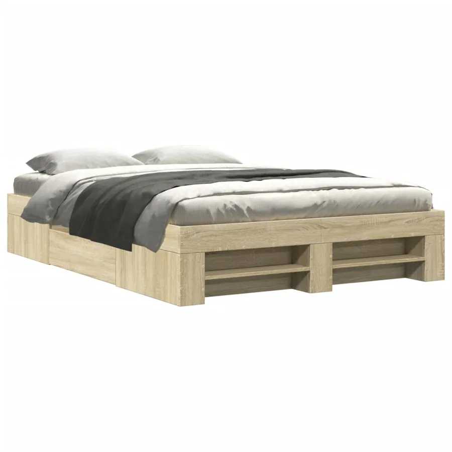 Cadre de lit sans matelas chêne sonoma 140x200 cm - 2