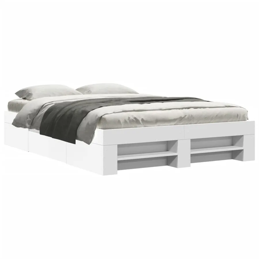 Cadre de lit sans matelas blanc 140x200 cm bois d'ingénierie - 2