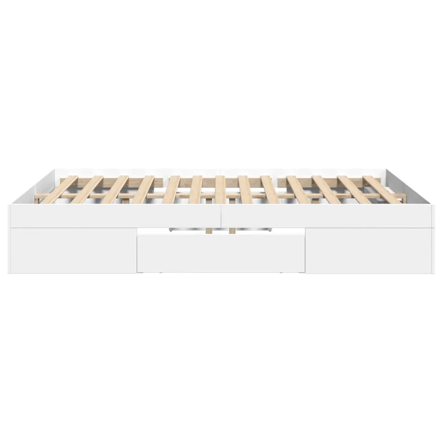 Cadre de lit sans matelas blanc 140x200 cm bois d'ingénierie - 6