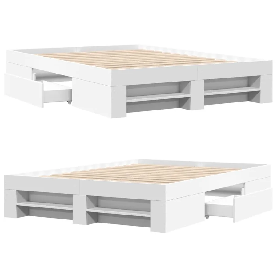 Cadre de lit sans matelas blanc 140x200 cm bois d'ingénierie - 8