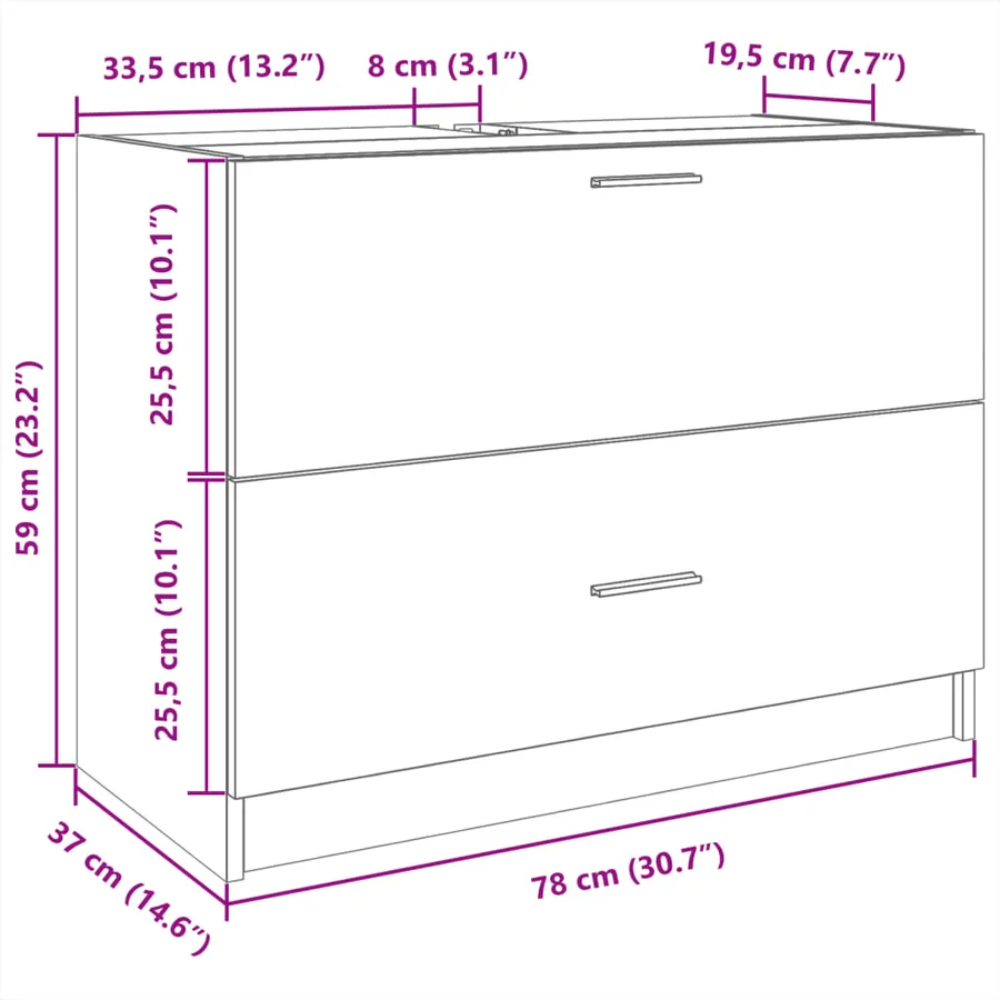 Armoire d'évier blanc 78x37x59 cm bois d'ingénierie - 11