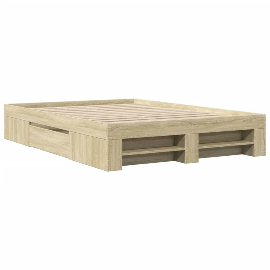 Cadre de lit sans matelas chêne sonoma 135x190 cm - 3