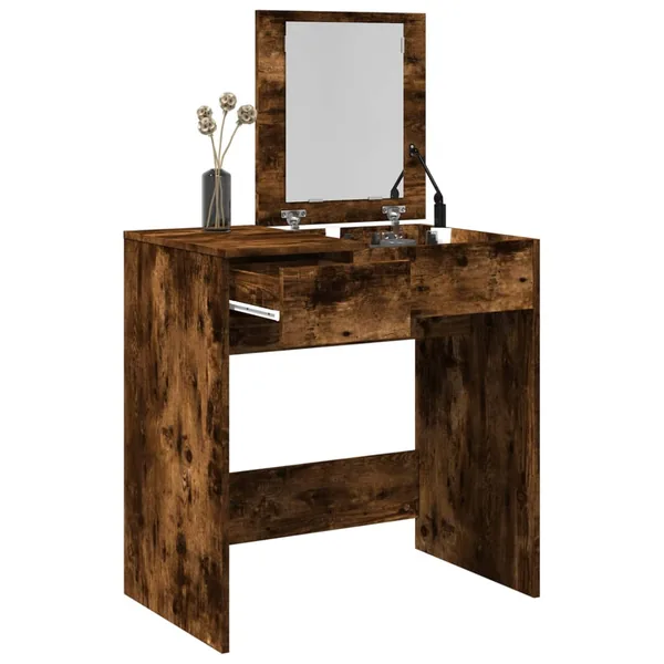 Coiffeuse avec miroir chêne fumé 73x46,5x120 cm
