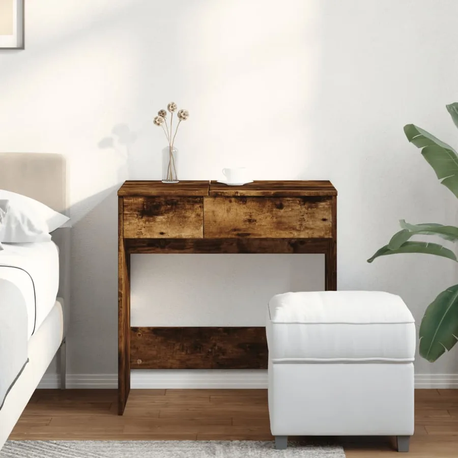 Coiffeuse avec miroir chêne fumé 73x46,5x120 cm - 3