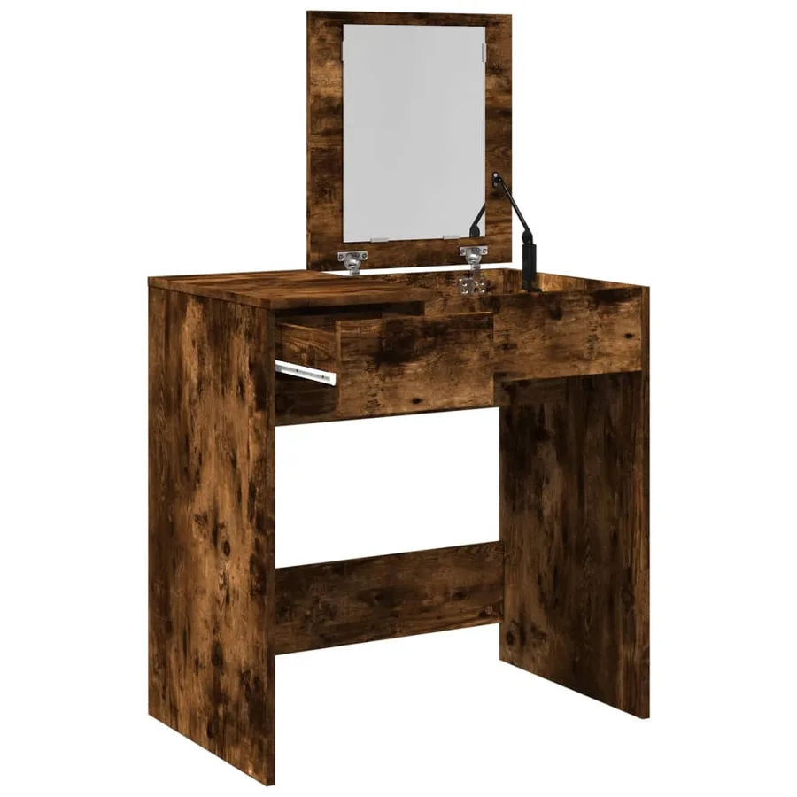 Coiffeuse avec miroir chêne fumé 73x46,5x120 cm - 8