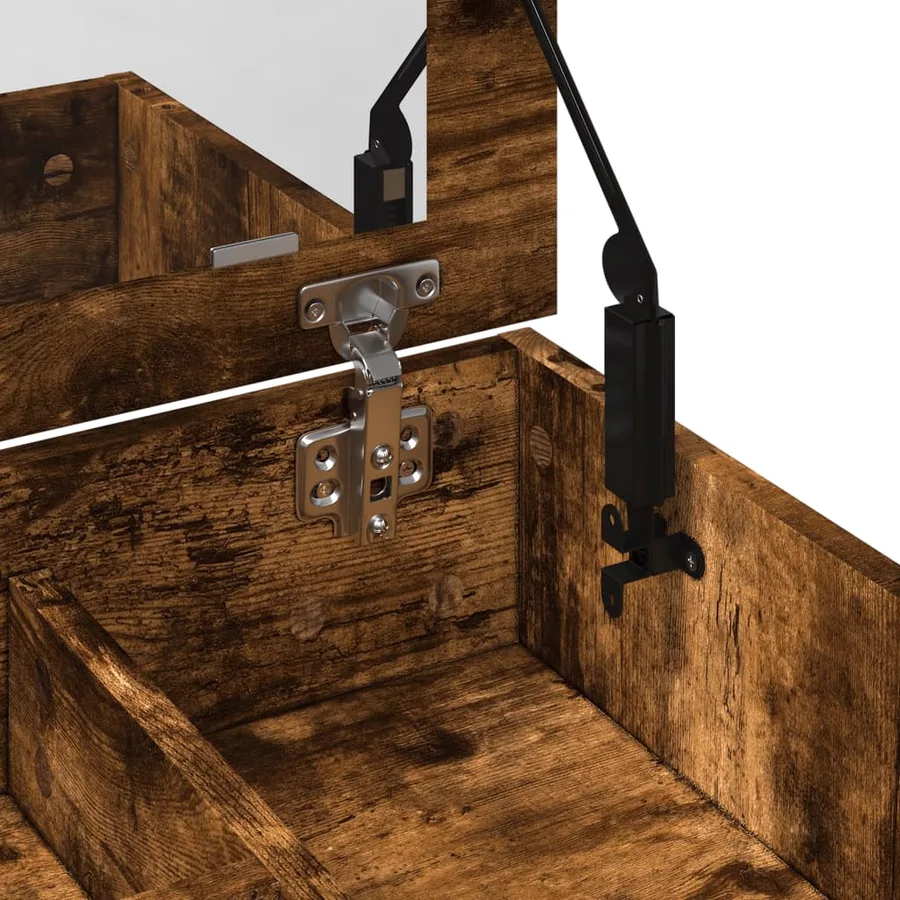 Coiffeuse avec miroir chêne fumé 73x46,5x120 cm - 9