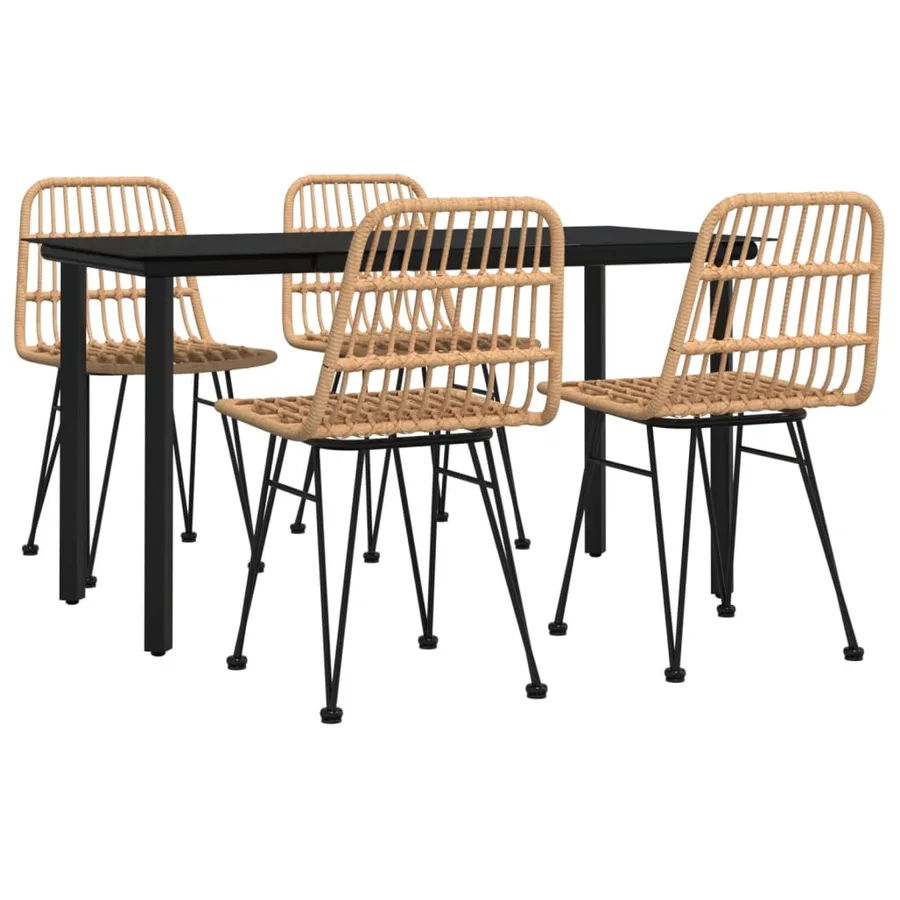 Ensemble à manger de jardin 5pcs Résine tressée - 3