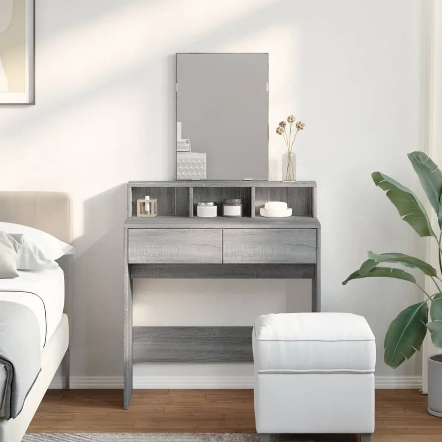 Coiffeuse avec miroir sonoma gris 80x41x144,5 cm - 3