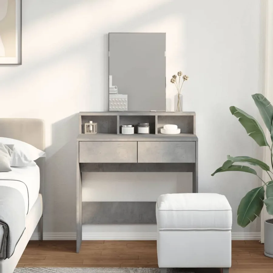 Coiffeuse avec miroir gris béton 80x41x144,5 cm - 3