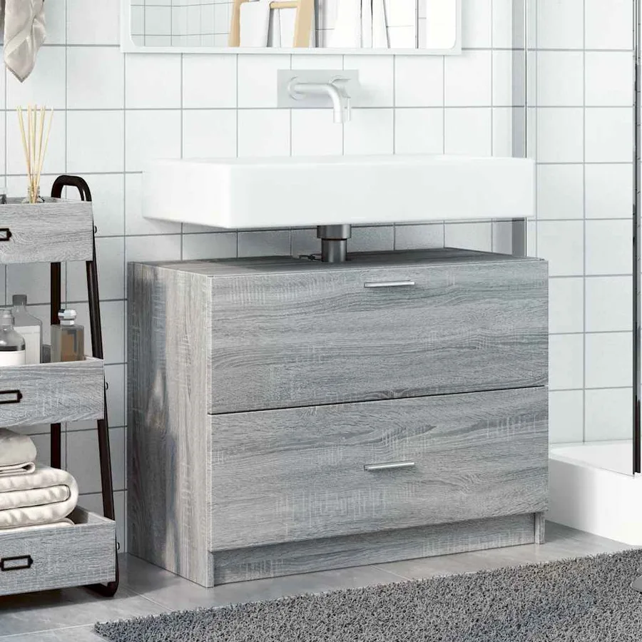 Armoire d'évier sonoma gris 78x37x59 cm bois d'ingénierie - 3