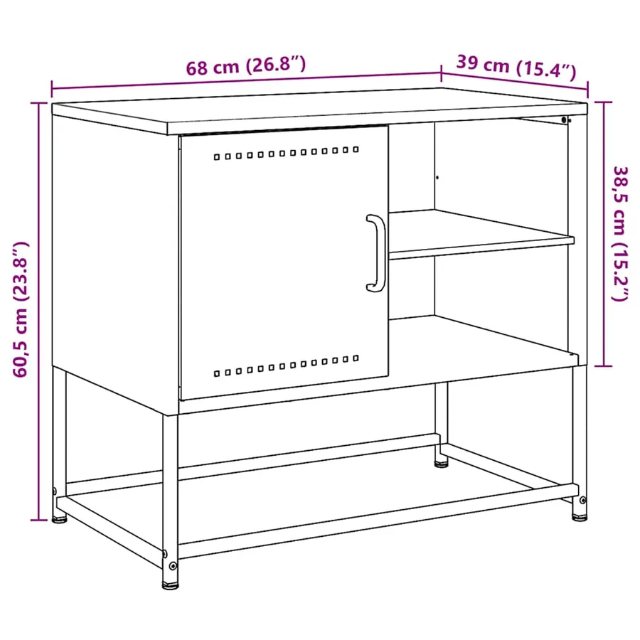 Meuble TV rose 68x39x60,5 cm acier - 13