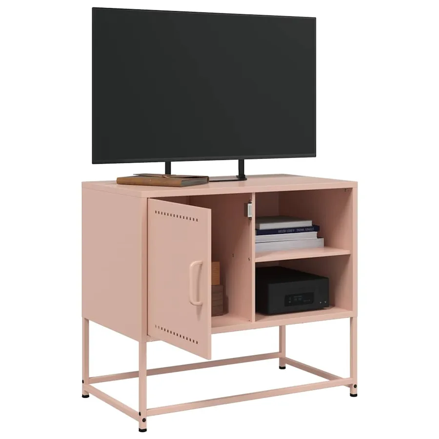 Meuble TV rose 68x39x60,5 cm acier - 4