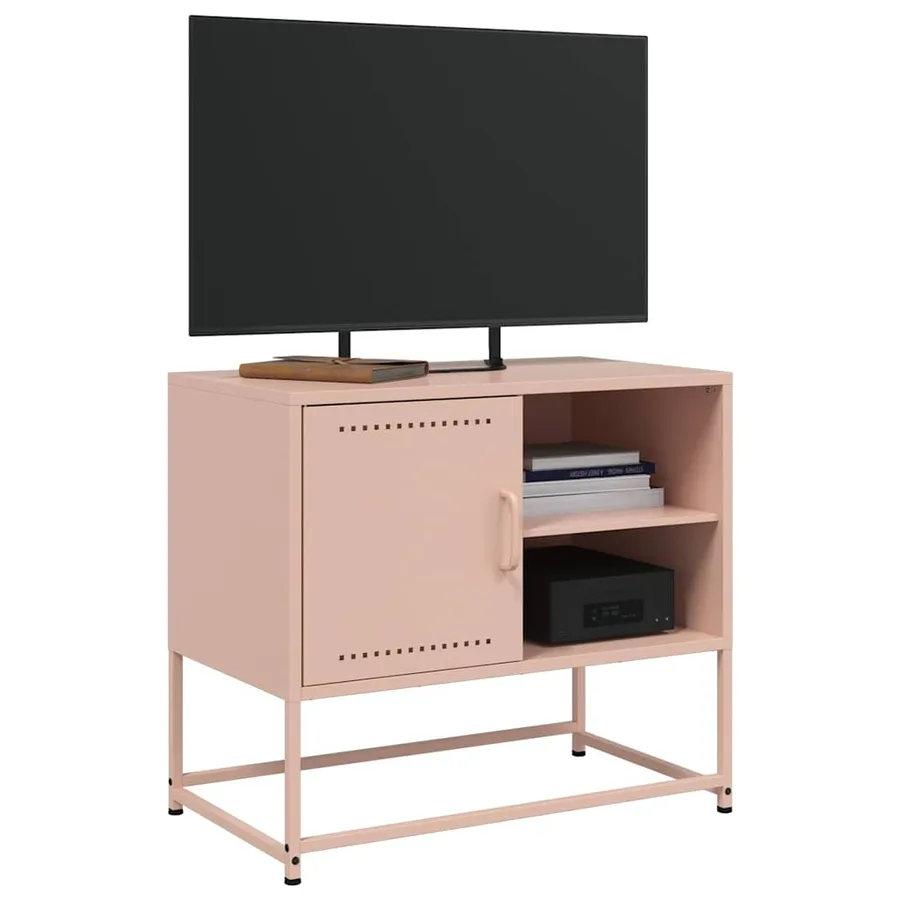 Meuble TV rose 68x39x60,5 cm acier - 5