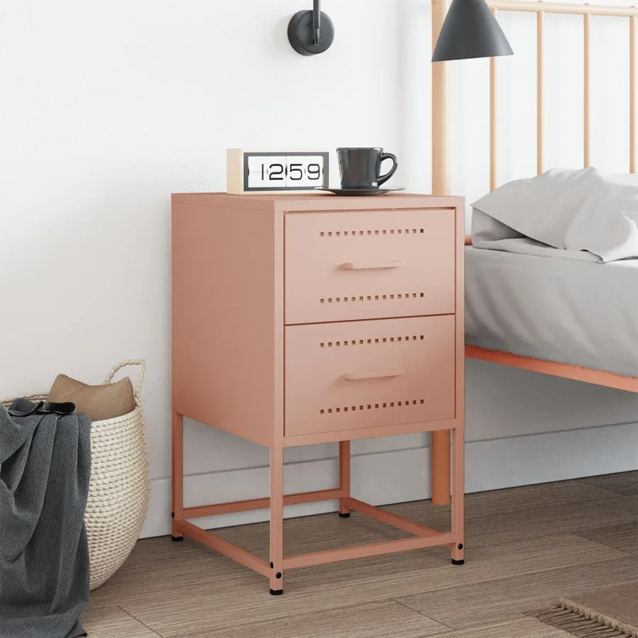 Table de chevet rose 36x39x60,5 cm acier - 3