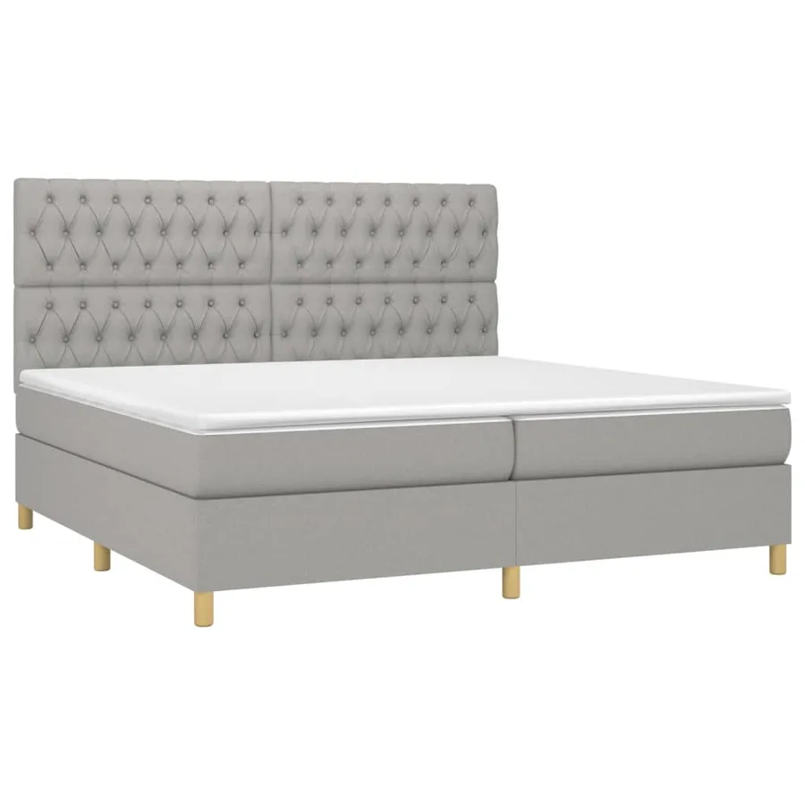 Sommier à lattes de lit matelas et LED Gris clair 200x200 cm - 3