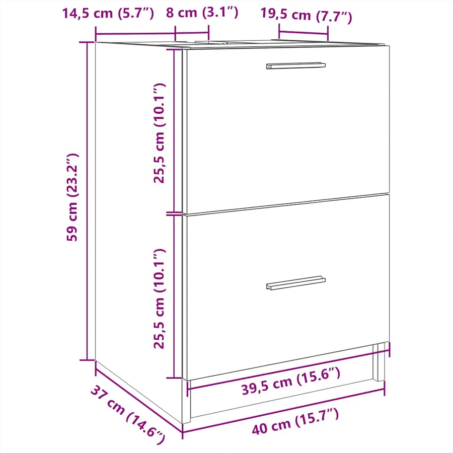 Armoire d'évier blanc 40x37x59 cm bois d'ingénierie - 11