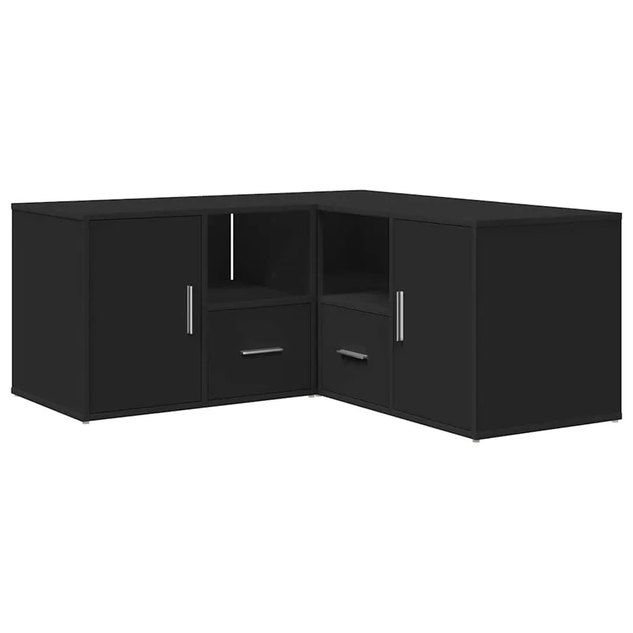 Armoire d'angle noir 160x40x45 cm bois d’ingénierie - 5