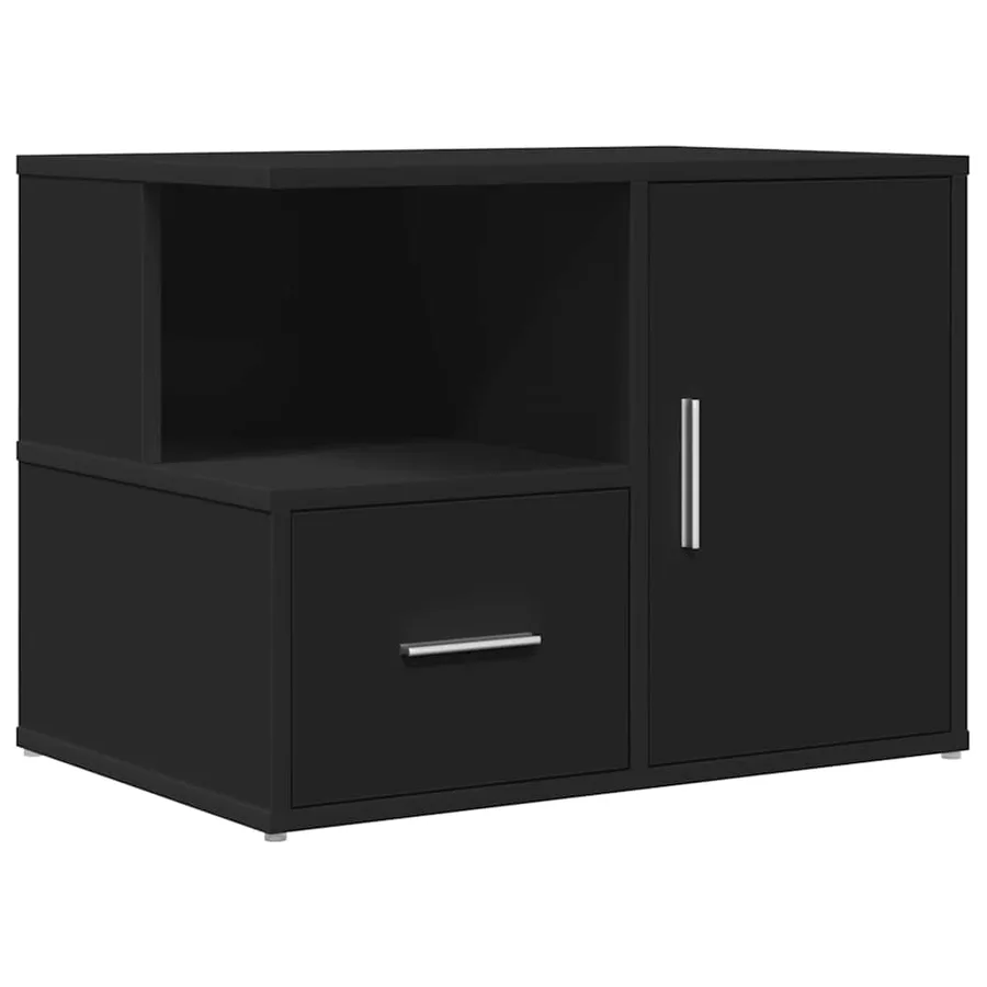 Armoire d'angle noir 160x40x45 cm bois d’ingénierie - 8