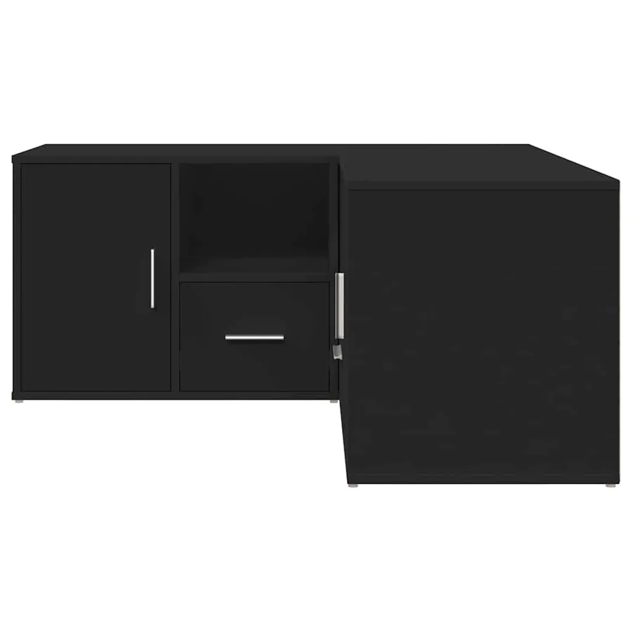 Armoire d'angle noir 160x40x45 cm bois d’ingénierie - 9