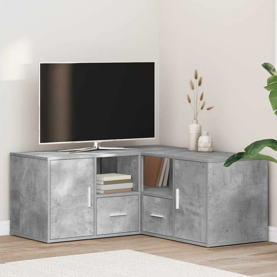 Armoire d'angle gris béton 160x40x45 cm bois d’ingénierie