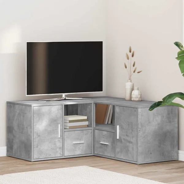 Armoire d'angle gris béton 160x40x45 cm bois d’ingénierie