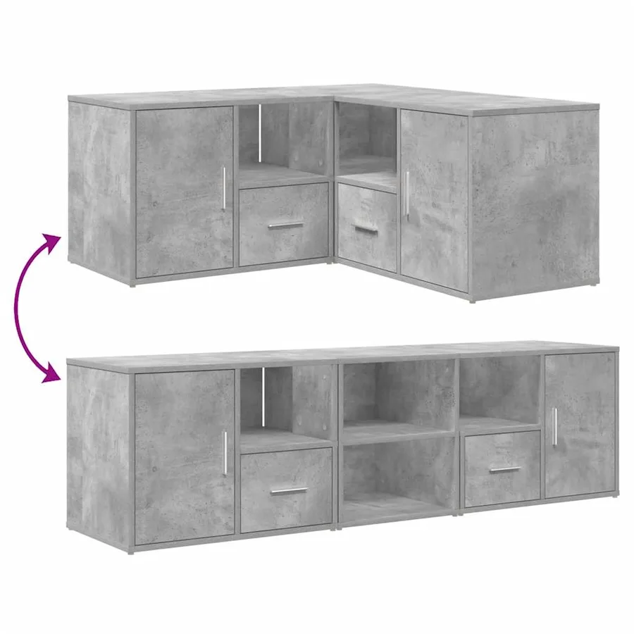 Armoire d'angle gris béton 160x40x45 cm bois d’ingénierie - 12