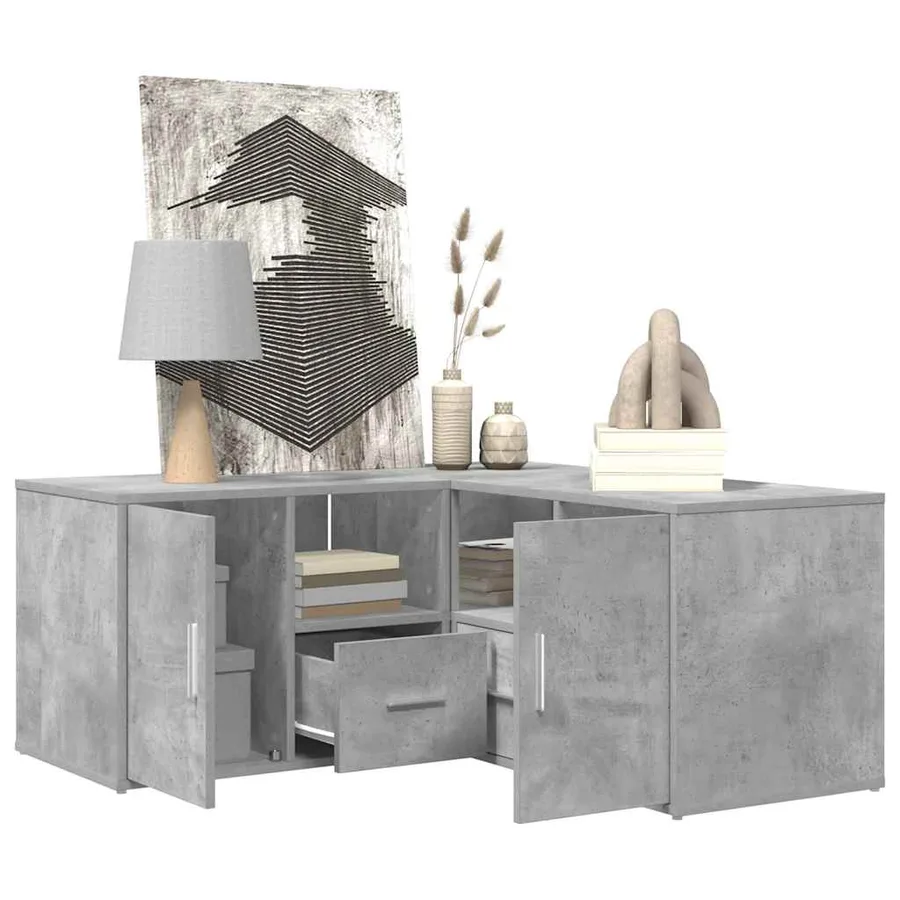 Armoire d'angle gris béton 160x40x45 cm bois d’ingénierie - 4