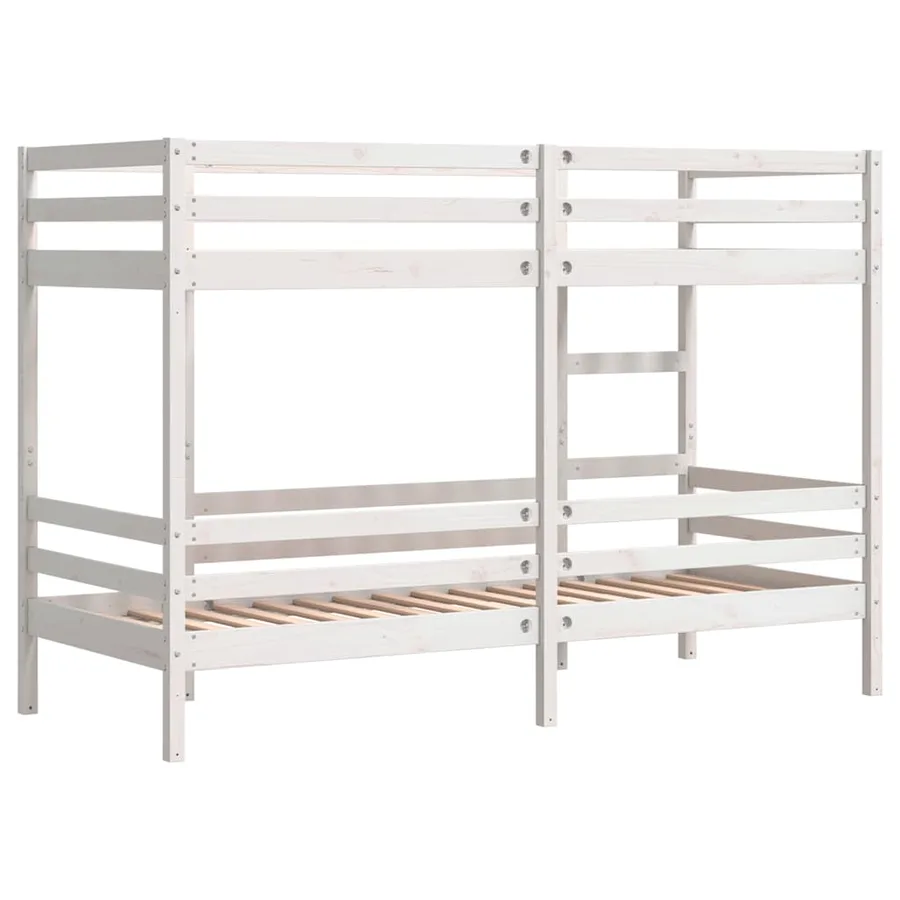 Lit superposé sans matelas blanc 90x190 cm bois de pin massif - 7