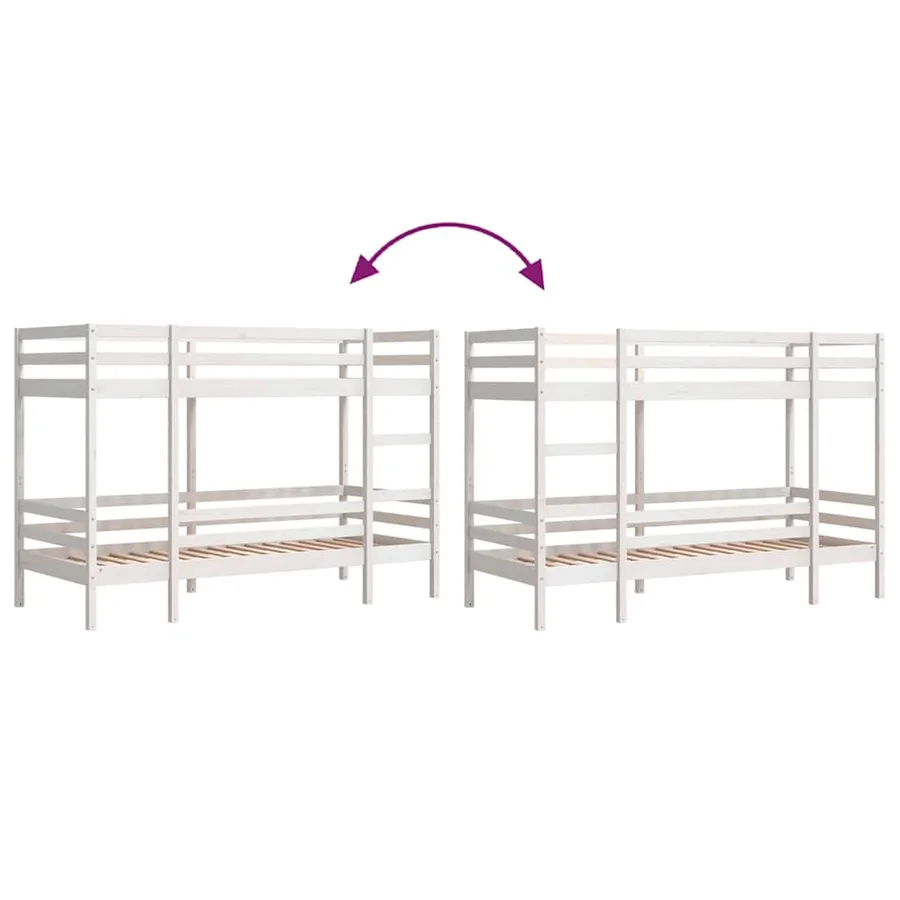 Lit superposé sans matelas blanc 90x190 cm bois de pin massif - 8